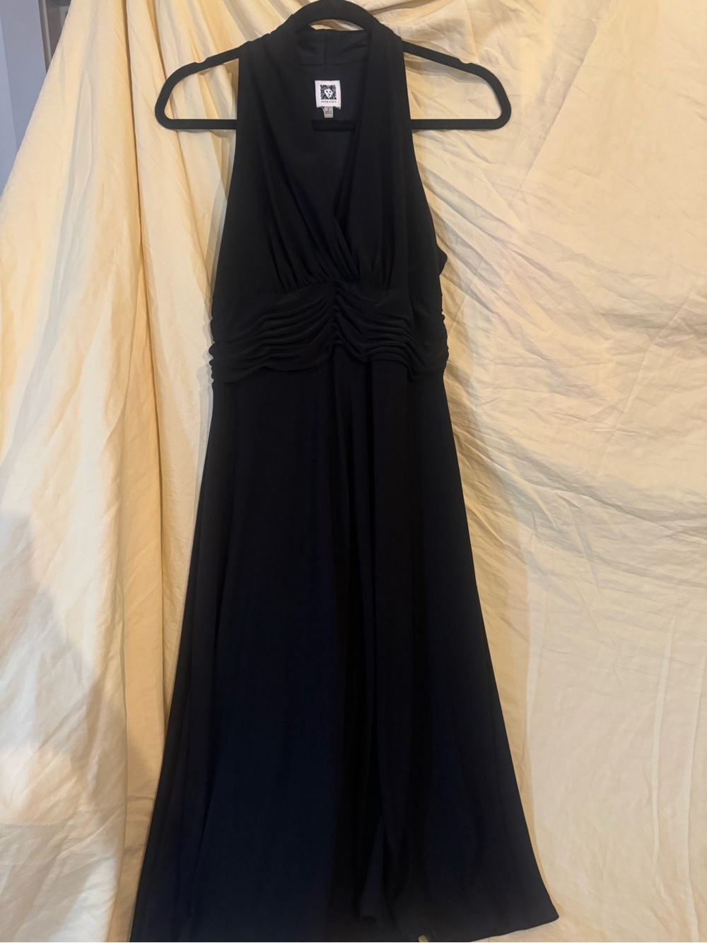 Anne Klein Black Plunging Halter Maxi Dress - Picture 2 of 5
